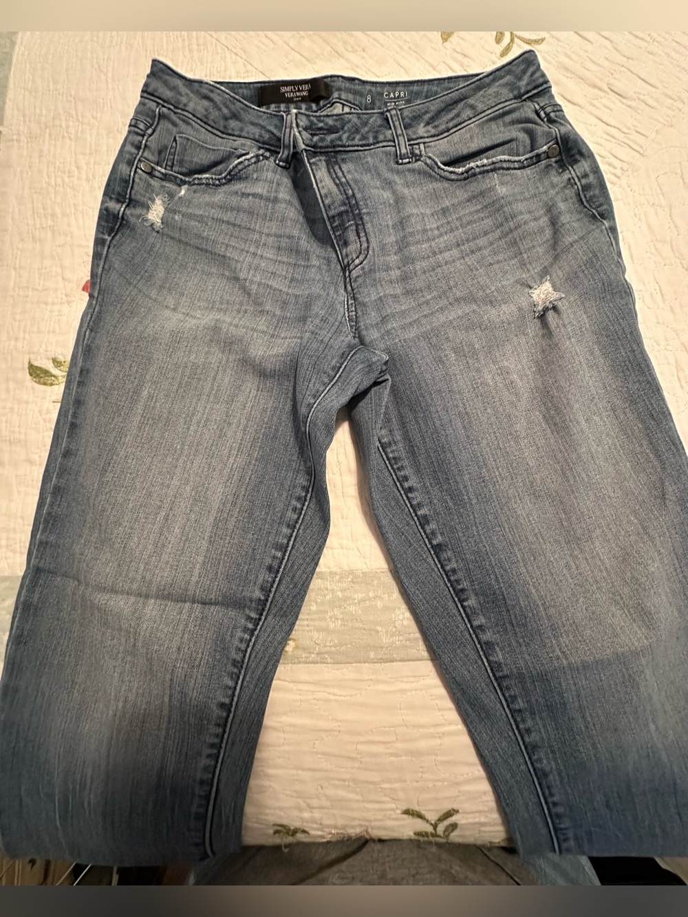 Simply Vera Vera Wang Light Blue Straight-Leg Distressed Jeans